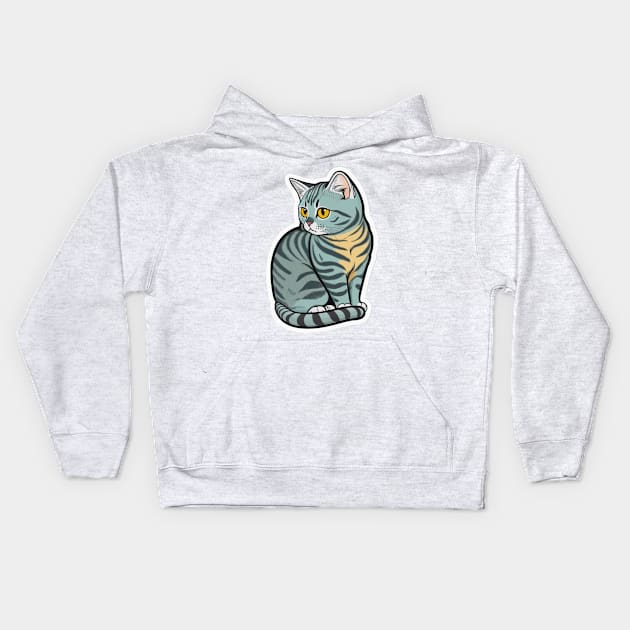 Beautiful American Short Hair Cat Kids Hoodie by cptpuggles